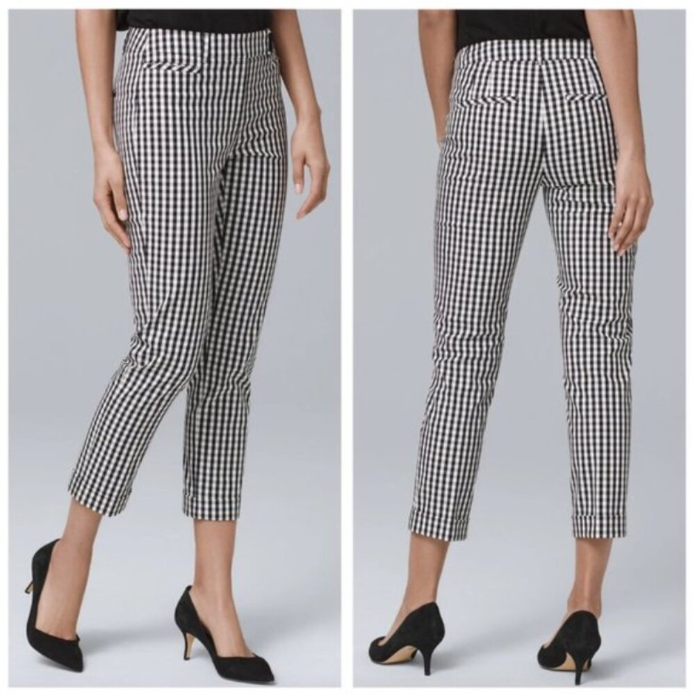 WHBM The Slim Crop Black & White Gingham Pant 14